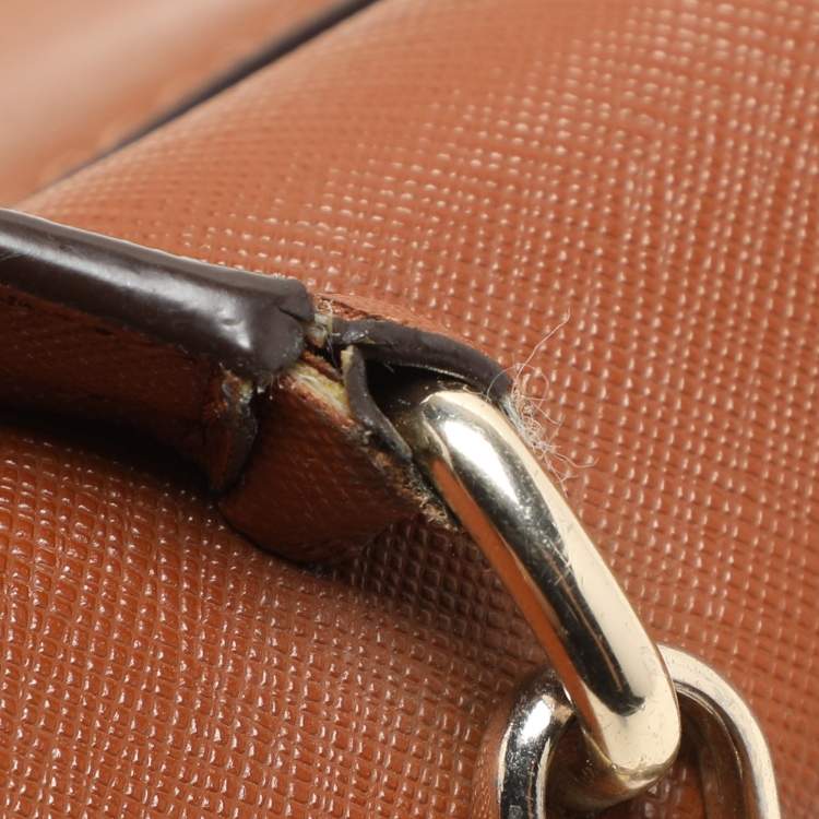 Pre Owned Dkny Brown Leather Top Handle Bag
