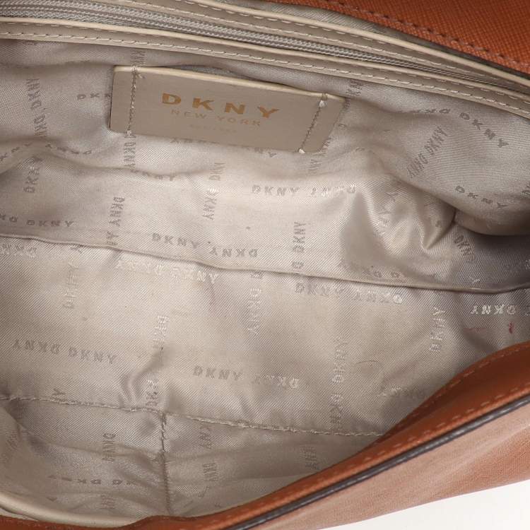 Pre Owned Dkny Brown Leather Top Handle Bag