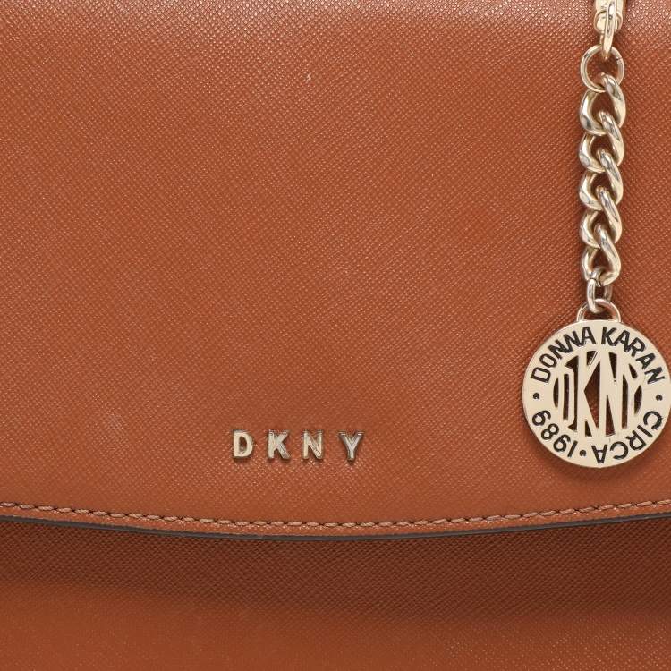 Pre Owned Dkny Brown Leather Top Handle Bag