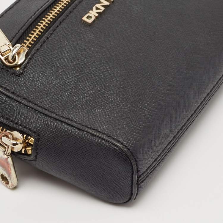 Pre Owned Dkny Black Leather Front Pocket Crossbody Bag