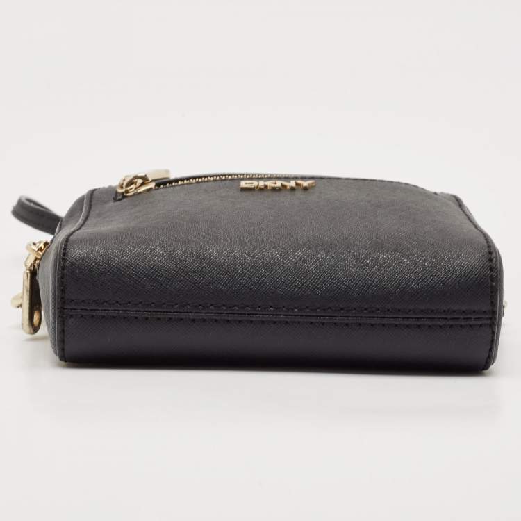 Pre Owned Dkny Black Leather Front Pocket Crossbody Bag