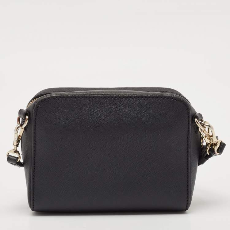 Pre Owned Dkny Black Leather Front Pocket Crossbody Bag