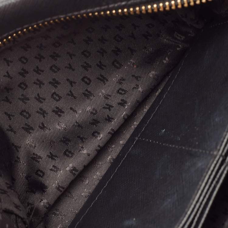 Pre Owned Dkny Black Leather Front Pocket Crossbody Bag