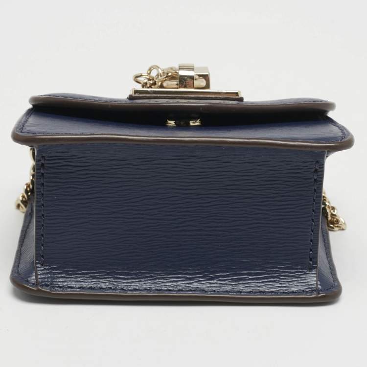 Pre Owned DKNY Navy Blue Leather Elissa Micro Mini Bag