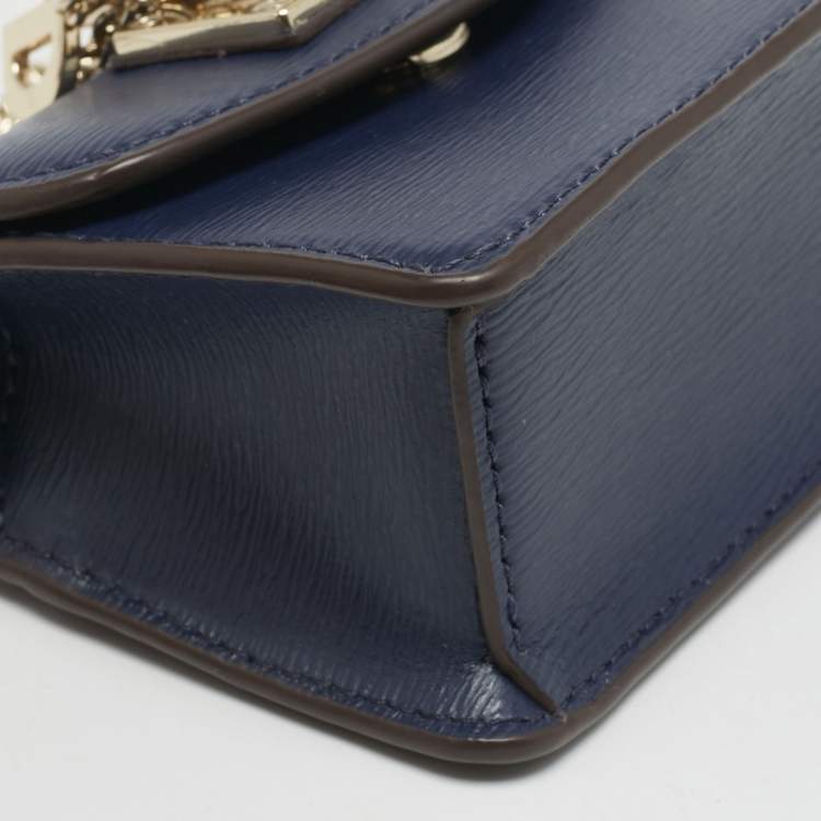 Pre Owned DKNY Navy Blue Leather Elissa Micro Mini Bag