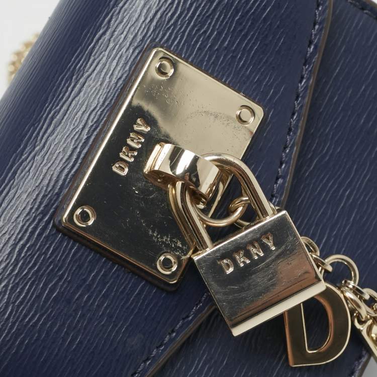 Pre Owned DKNY Navy Blue Leather Elissa Micro Mini Bag