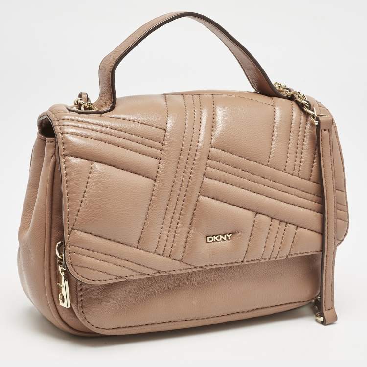 Pre Owned DKNY Brown Quilted Leather Allen Crossbody Bag