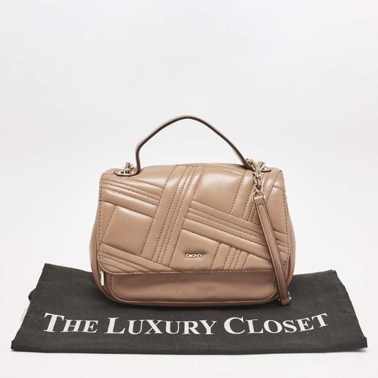 Pre Owned DKNY Brown Quilted Leather Allen Crossbody Bag