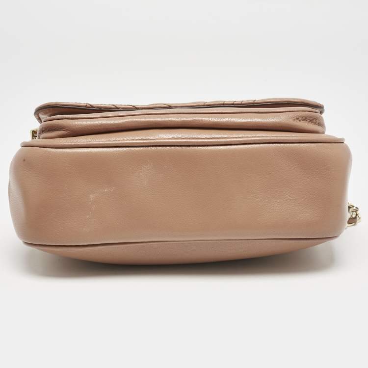 Pre Owned DKNY Brown Quilted Leather Allen Crossbody Bag
