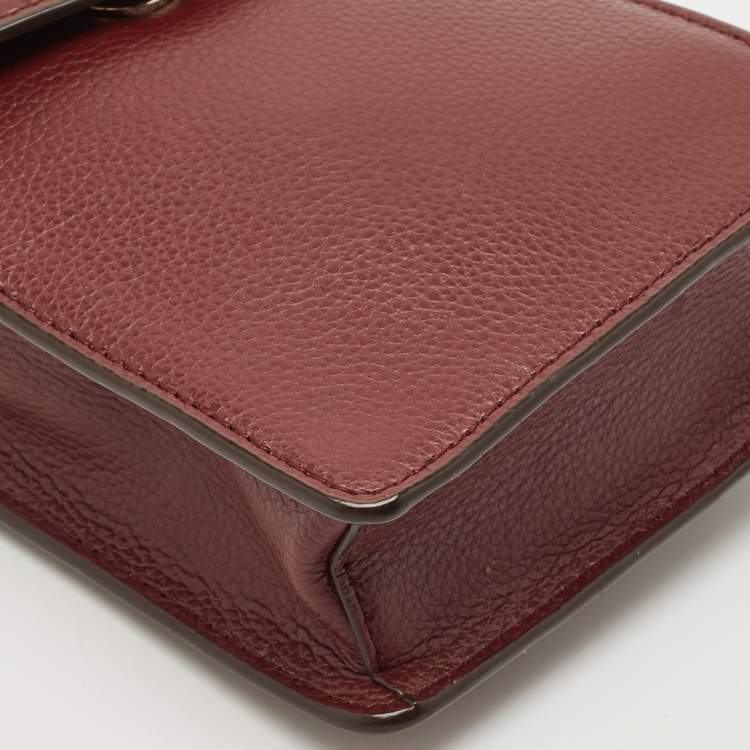 Pre Owned DKNY Burgundy Leather Elissa North South Crossbody Bag