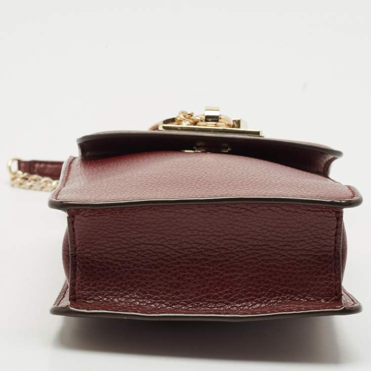 Pre Owned DKNY Burgundy Leather Elissa North South Crossbody Bag