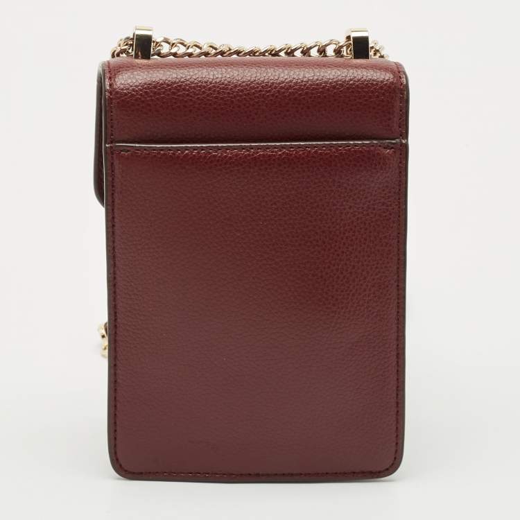 Pre Owned DKNY Burgundy Leather Elissa North South Crossbody Bag