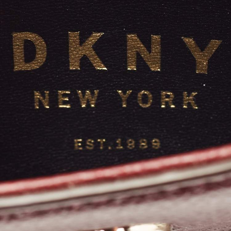 Pre Owned DKNY Burgundy Leather Elissa North South Crossbody Bag