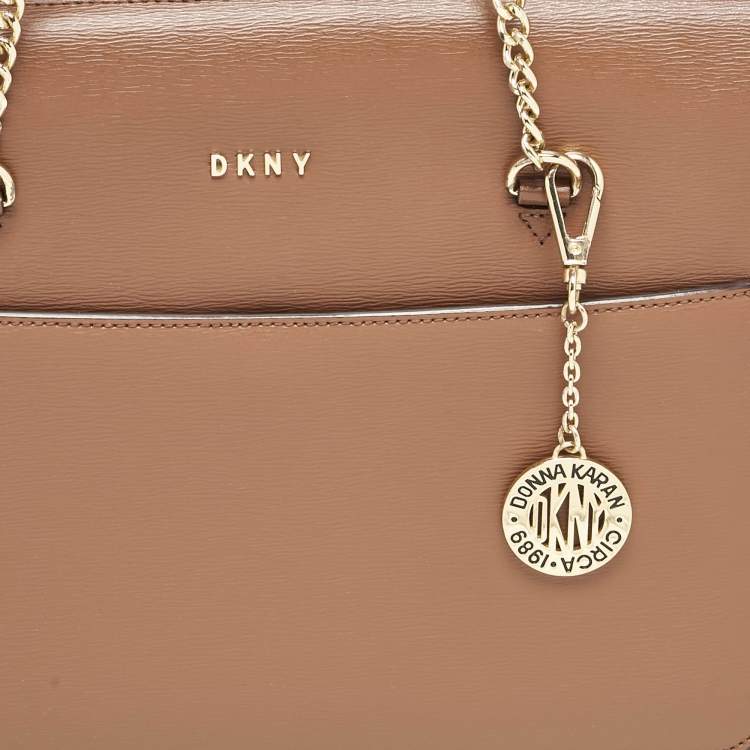 Pre Owned DKNY Brown Leather Large Bryant Top Zip Tote