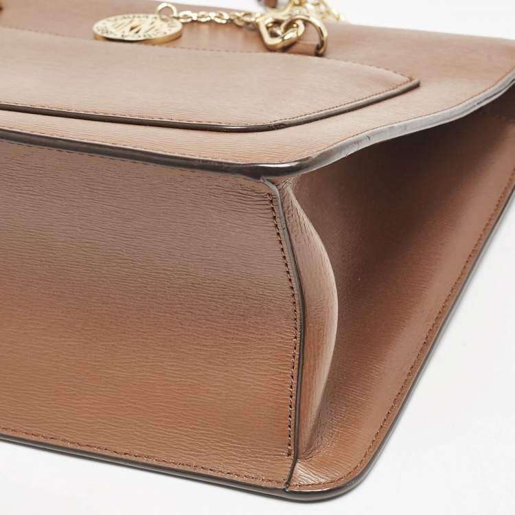 Pre Owned DKNY Brown Leather Large Bryant Top Zip Tote