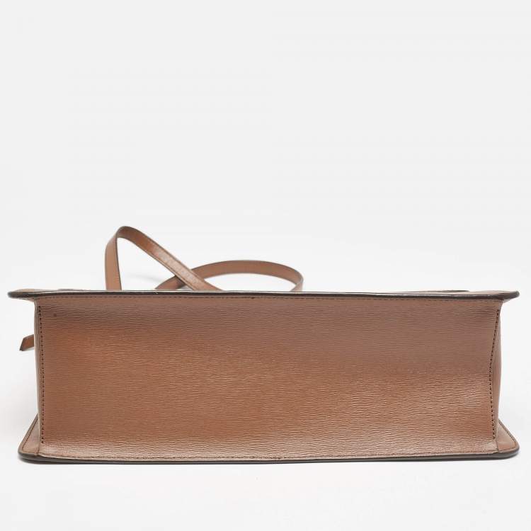 Pre Owned DKNY Brown Leather Large Bryant Top Zip Tote