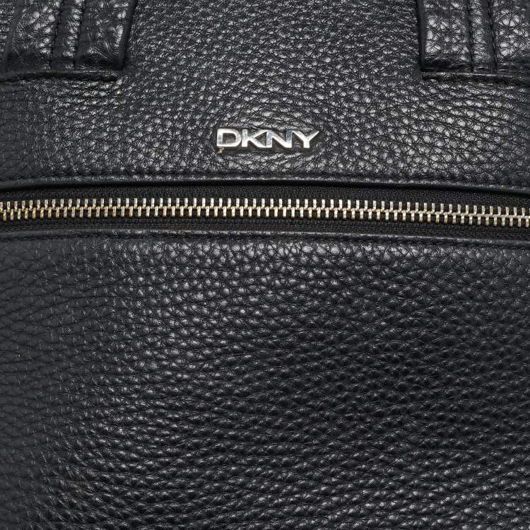 Pre Owned DKNY Black Grain Leather Two Way Backpack
