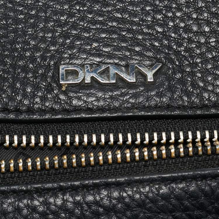 Pre Owned DKNY Black Grain Leather Two Way Backpack
