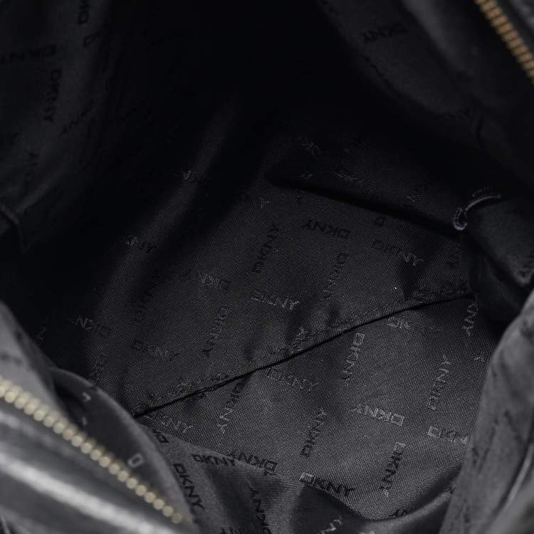 Pre Owned DKNY Black Grain Leather Two Way Backpack