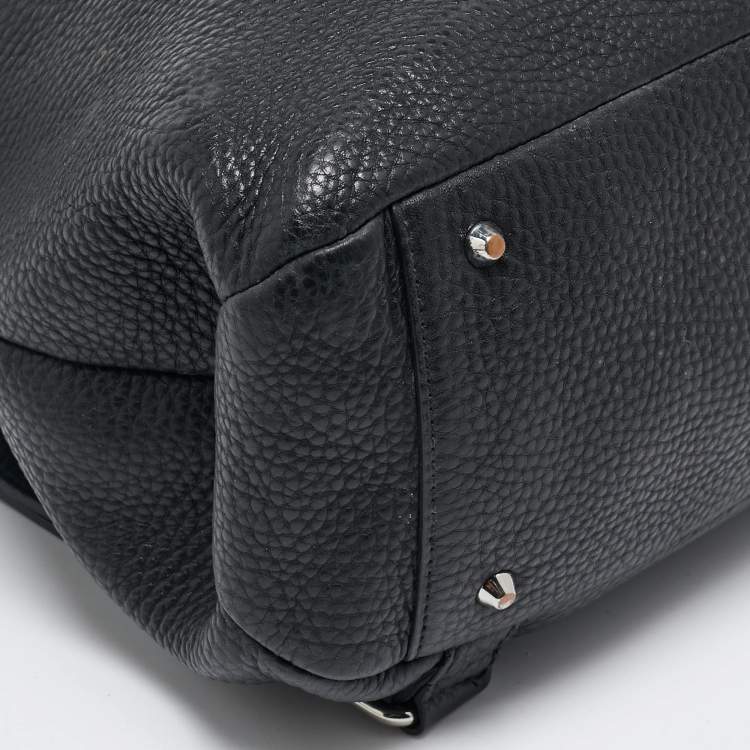 Pre Owned DKNY Black Grain Leather Two Way Backpack