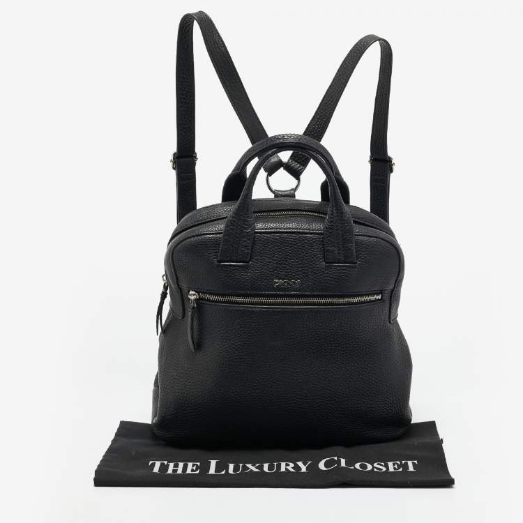 Pre Owned DKNY Black Grain Leather Two Way Backpack