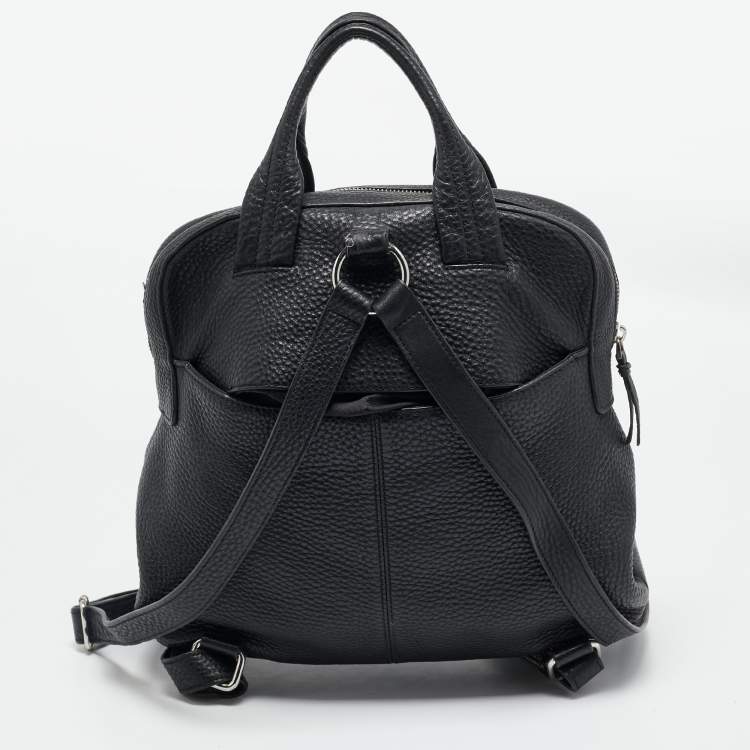 Pre Owned DKNY Black Grain Leather Two Way Backpack