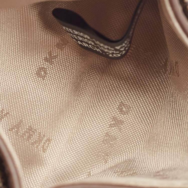 Pre Owned DKNY Beige/Brown Signature Coated Canvas Card Holder