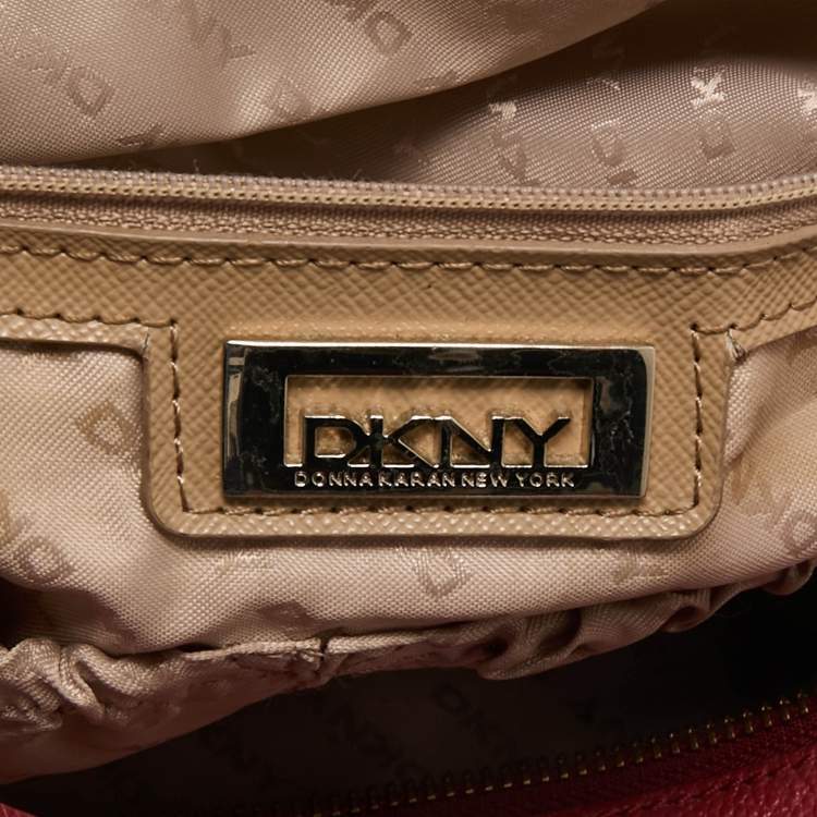 Pre Owned Dkny Red Leather Top Zip Tote