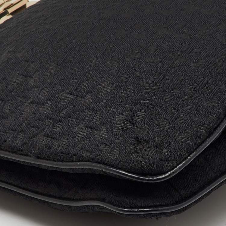 Pre Owned DKNY Black Signature Canvas and Leather Chain Shoulder Bag