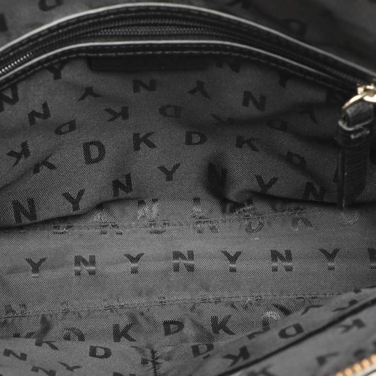 Pre Owned DKNY Brown Signature Coated Canvas Ava Zip Crossbody Bag