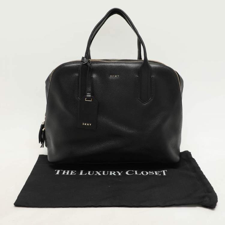 Pre Owned DKNY Black Leather Dome Satchel