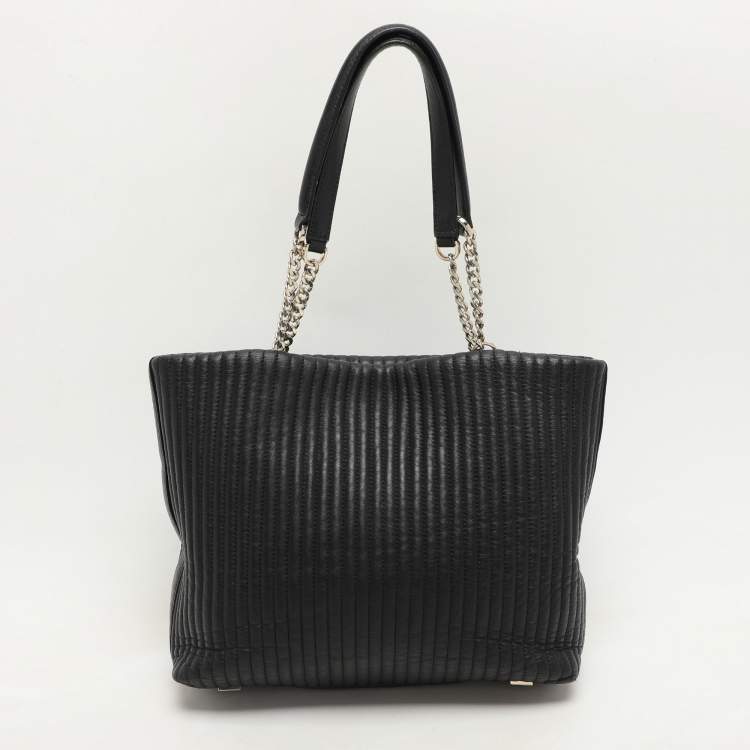 Pre Owned DKNY Black Quilted Leather Chain Tote