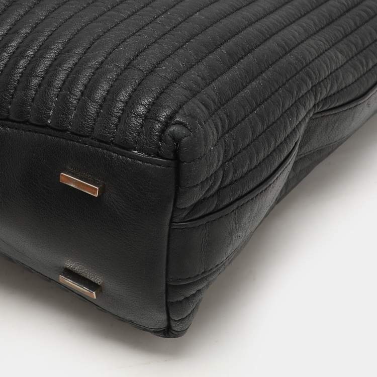 Pre Owned DKNY Black Quilted Leather Chain Tote