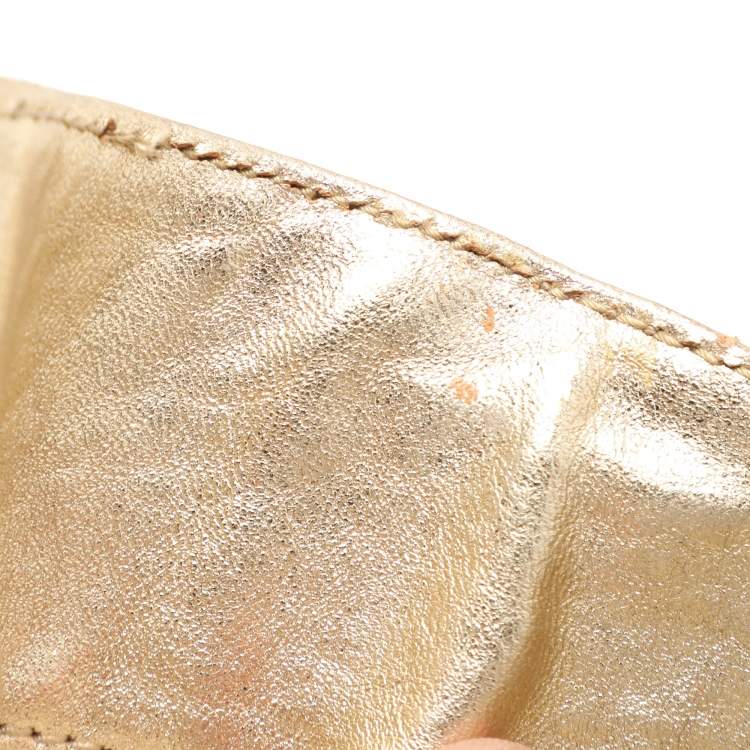 Pre Owned DKNY Gold Crinkled Leather Tote