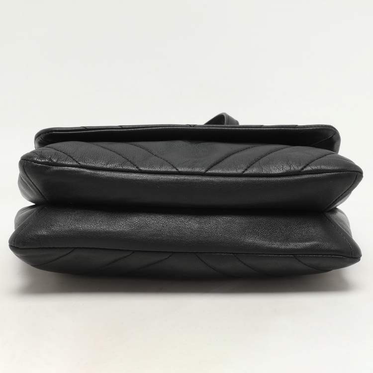 Pre Owned Dkny Black Quilted Leather Chain Flap Crossbody Bag