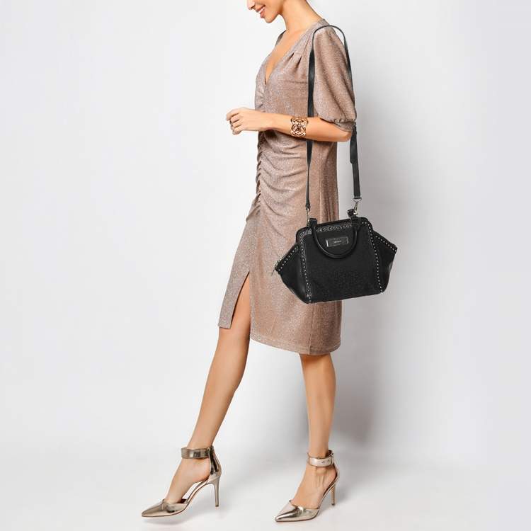 Pre Owned Dkny Black Canvas and Leather Donna Karan Satchel