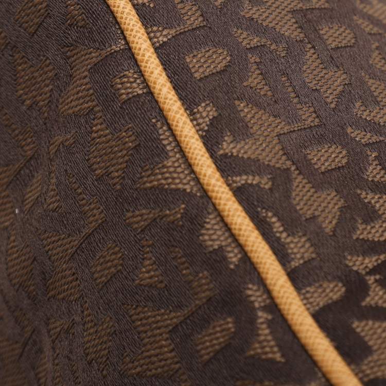 Pre Owned Dkny Brown/Tan Canvas and Leather Zip Tote