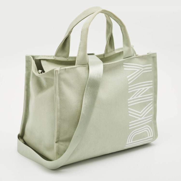 Pre Owned DKNY Mint Green Canvas Medium Noa Tote