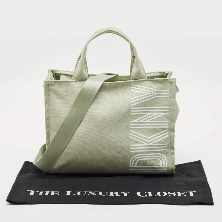 Pre Owned DKNY Mint Green Canvas Medium Noa Tote