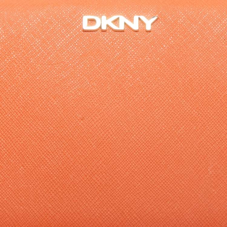 Pre Owned DKNY Orange Leather Zip Continental Wallet