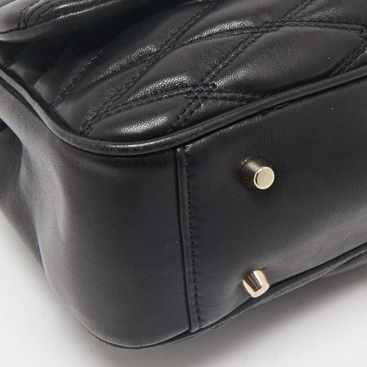 Pre Owned DKNY Black Diamond Quilted Leather Lara Top Handle Bag