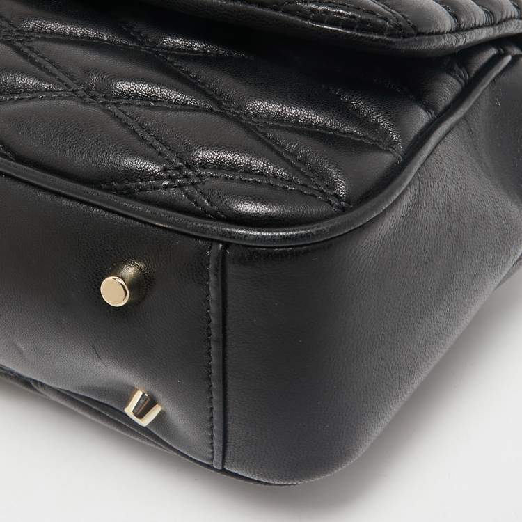 Pre Owned DKNY Black Diamond Quilted Leather Lara Top Handle Bag