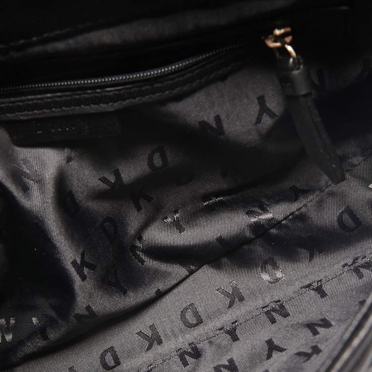 Pre Owned DKNY Black Diamond Quilted Leather Lara Top Handle Bag