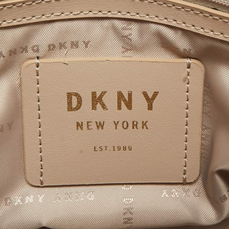 Pre Owned Dkny Brown/Maroon Signature Coated Canvas and Leather Small Dome Satchel