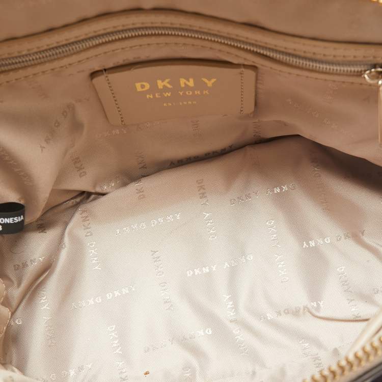 Pre Owned Dkny Brown/Maroon Signature Coated Canvas and Leather Small Dome Satchel