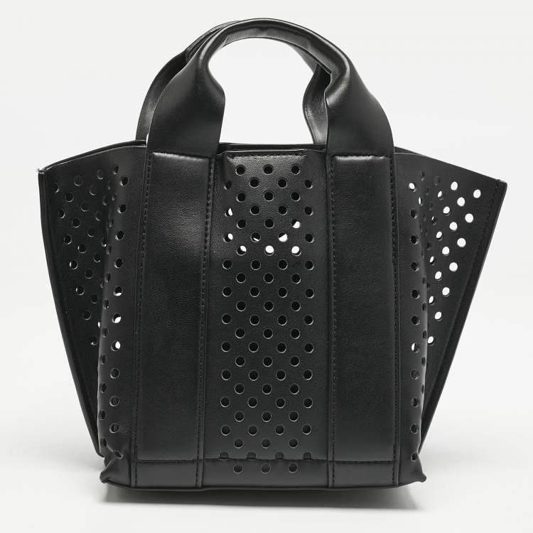 Pre Owned DKNY Black Faux Leather Mini Dakota Tote