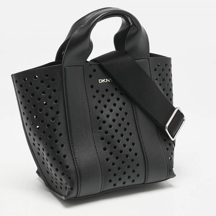 Pre Owned DKNY Black Faux Leather Mini Dakota Tote