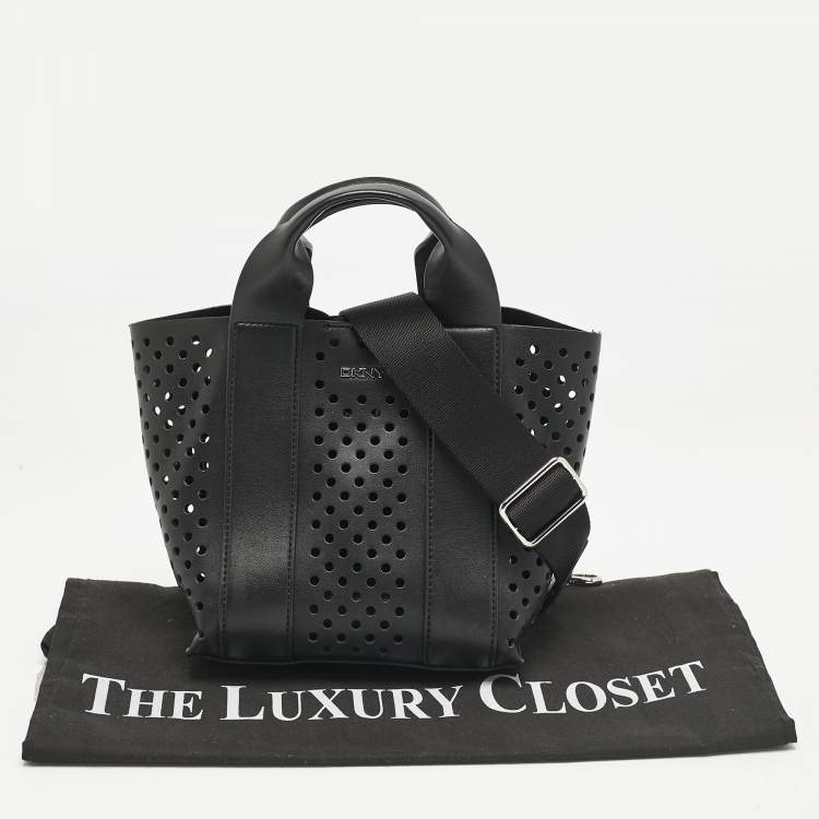 Pre Owned DKNY Black Faux Leather Mini Dakota Tote
