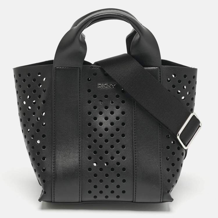 Pre Owned DKNY Black Faux Leather Mini Dakota Tote