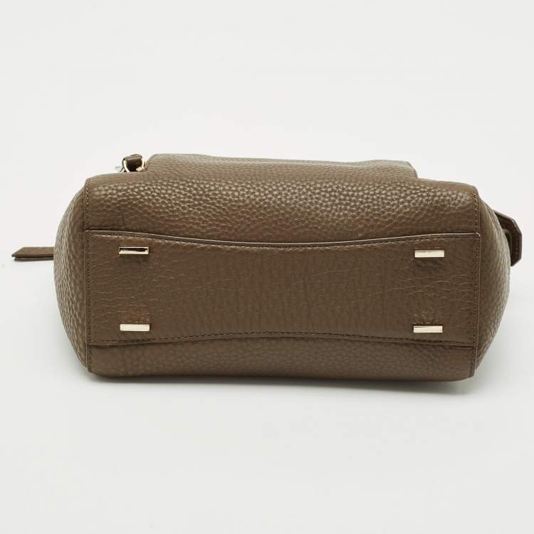 Pre Owned DKNY Dark Brown/Black Leather Greenwhich Top Handle Bag